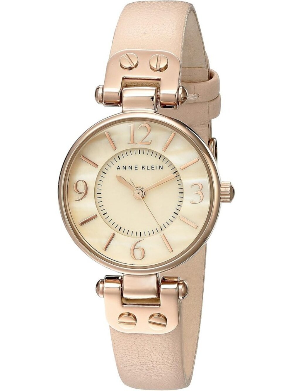 Anne Klein Women's Rose Gold Leather Strap Fashion Analog Japanese Quartz Watch